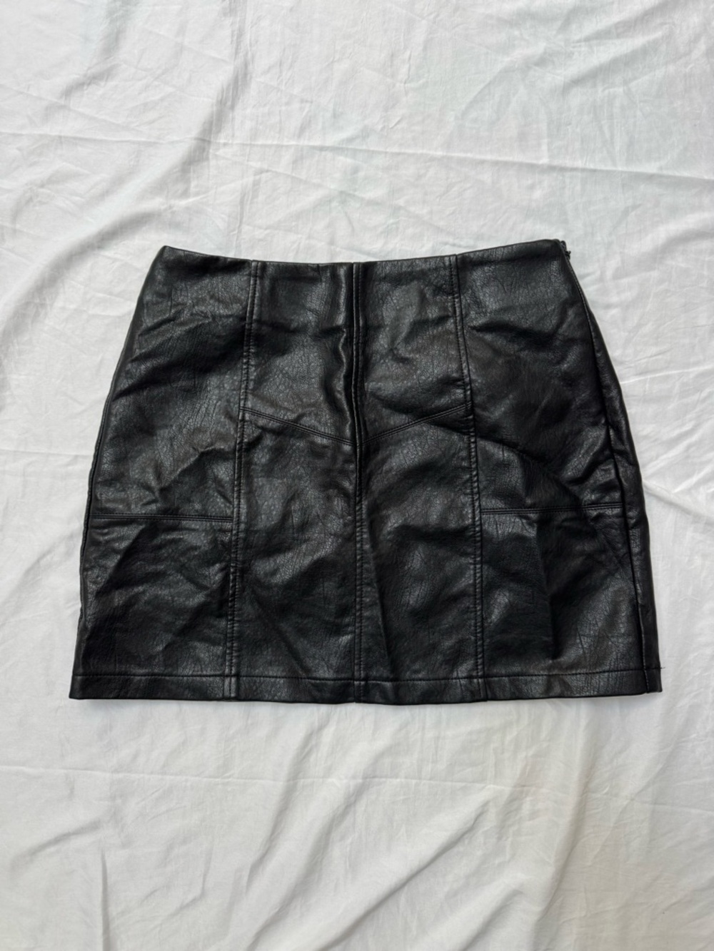 Bluivy Black Faux Leather Panel Mini Skirt